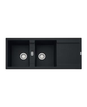 MRG 621 LAVELLO 80 cm 2 VASCHE + GOCCIOLATOIO REVERSIBILE FRAGRANITE BLACK MATT