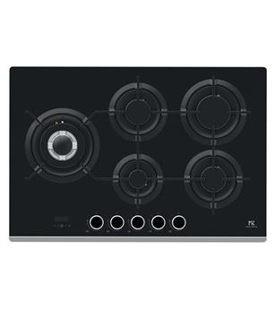 GMK 755LTC T SP BK - PIANO COTTURA A GAS 75cm 5 FUOCHI TRIPLA CORONA LATERALE CRISTALLO NERO