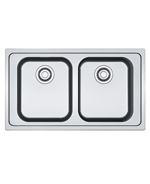 SRX 620-86 LAVELLO 80cm 2 VASCHE ACCIAIO INOX SPAZZOLATO