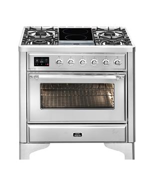 CUCINA MAJESTIC N90 4 FUOCHI GAS + 2 ZONE INDUZIONE CROMO