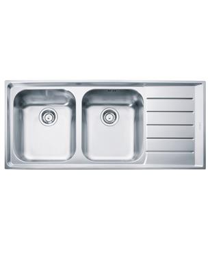 NEX 221 LAVELLO 2 VASCHE+ALA DESTRA INOX SATINATO 