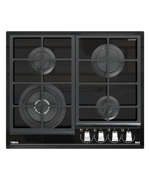 PIANO COTTURA A GAS 60cm 4 FUOCHI GRIGLIE IN GHISA VETRO NERO