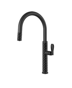 MISCELATORE MONOCOMANDO DOCCIA ESTRAIBILE EFFETTO PELLE NERO / MATTE BLACK 