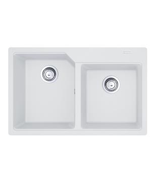UBG 620-78 LAVELLO 80cm 2 VASCHE FRAGRANITE BIANCO