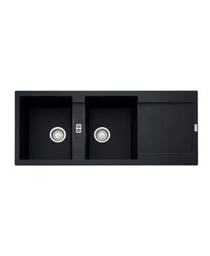 MRG 621 LAVELLO 80 cm 2 VASCHE + GOCCIOLATOIO REVERSIBILE FRAGRANITE NERO