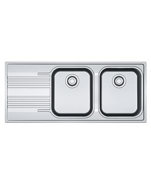 SRX 621 LAVELLO  80cm 2 VASCHE + GOCCIOLATOIO SINISTRA INOX SATINATO