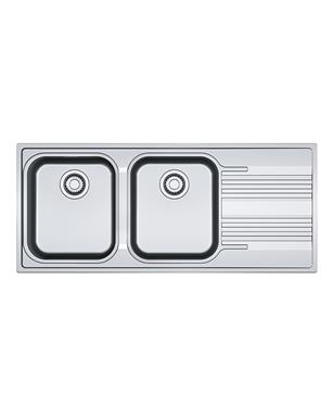 SRX 621 LAVELLO  80cm 2 VASCHE + GOCCIOLATOIO DESTRA INOX SATINATO