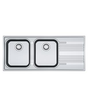 SRX 621 LAVELLO  80cm 2 VASCHE + GOCCIOLATOIO DESTRA INOX SATINATO