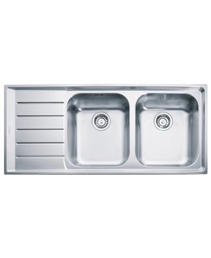 NEX 221 LAVELLO 2 VASCHE+ALA SINISTRA INOX SATINATO