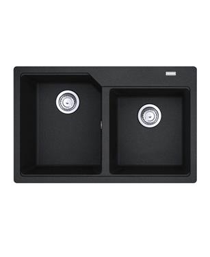 UBG 620-78 LAVELLO 80cm 2 VASCHE FRAGRANITE NERO