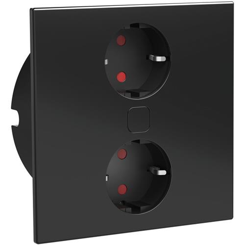 Presa Da Incasso Girevole DUPO Per Piano Di Lavoro - 2 Prese Elettriche, Cromo Opaco, Profondità Ridotta 40mm, Con Passacavi