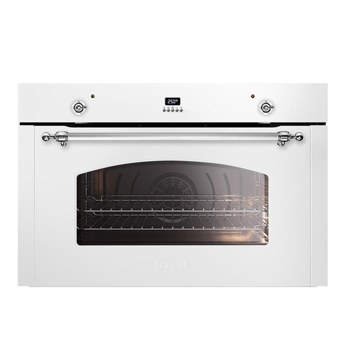 FORNO MULTIFUNZIONE NOSTALGIE 90cm 300° BIANCO FINITURE CROMO