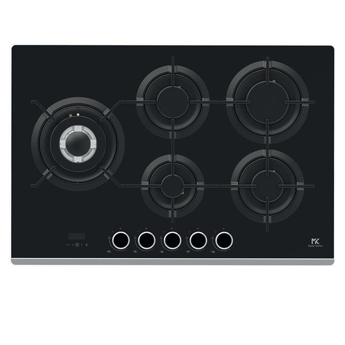 GMK 755LTC T SP BK - PIANO COTTURA A GAS 75cm 5 FUOCHI TRIPLA CORONA LATERALE CRISTALLO NERO