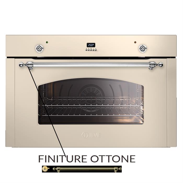 FORNO MULTIFUNZIONE NOSTALGIE 90cm 300° BIANCO ANTICO FINITURE OTTONE