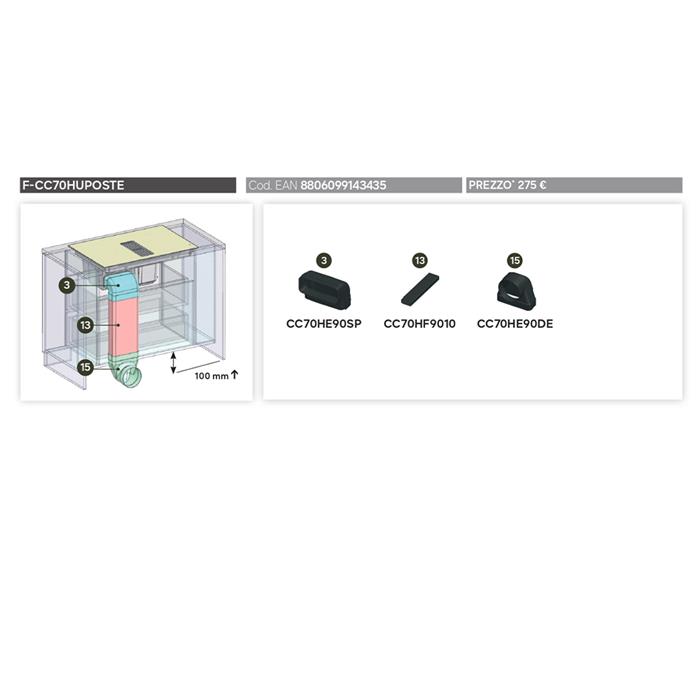 KIT USCITA POSTERIORE PIANO COTTURA CON CAPPA INTEGRATA
