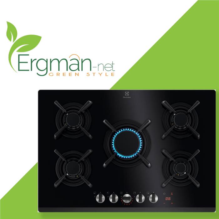 KGG753753K PIANO COTTURA A GAS VERTICAL FLAME 75cm 5 FUOCHI VETRO NERO