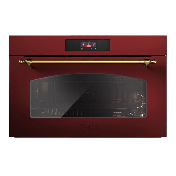 FORNO NOSTALGIE 90cm 110L CLASSE A 16 FUNZIONI ROSSO BORGOGNA OTTONE