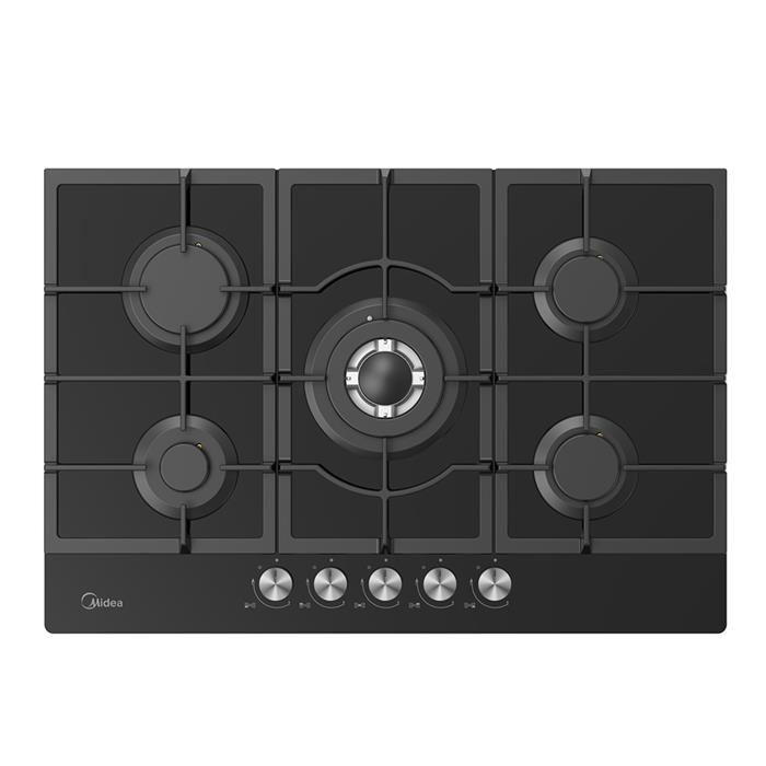 PIANO COTTURA A GAS 5 FUOCHI 75cm TRIPLA CORONA CRISTALLO NERO