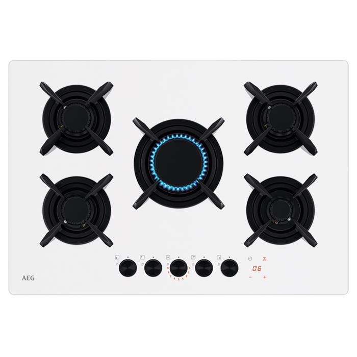 HKB75453NW  PIANO COTTURA A GAS 5 FUOCHI FLAME LIGHT VETRO BIANCO
