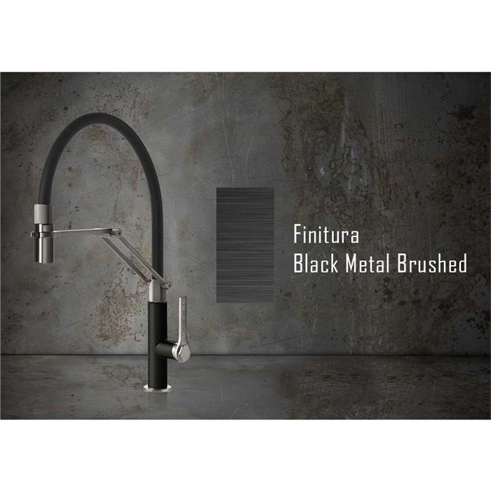 MISCELATORE OFFICINE DOCCETTA ESTRAIBILE BLACK METAL BRUSHED PVD GESSI 