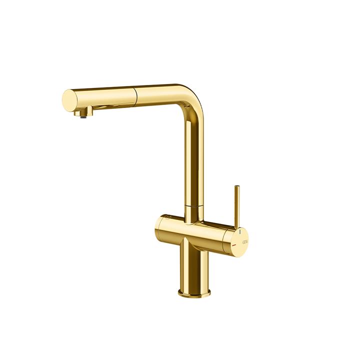 MISCELATORE 3 VIE CON CON DOCCETTA E SISTEMA DI FILTRAZIONE GOLD PVD