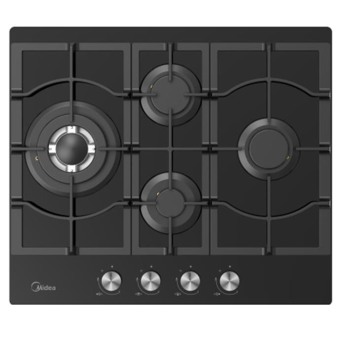 PIANO COTTURA A GAS 4 FUOCHI 60cm TRIPLA CORONA CRISTALLO NERO