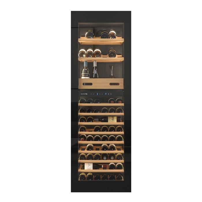 CANTINA VINI 2 TEMPERATURE 92 BOTTIGLIE CLASSE G NERO FULL GLASS - APERTURA A SX