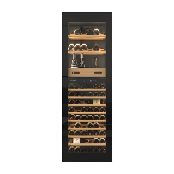 CANTINA VINI 2 TEMPERATURE 92 BOTTIGLIE CLASSE G NERO FULL GLASS - APERTURA A DX