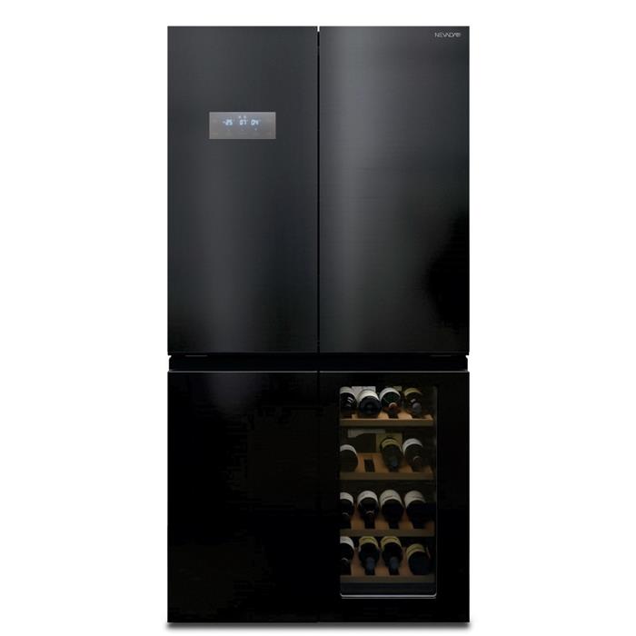 FRIGORIFERO 4 PORTE CON VANO CANTINA CLASSE E 606L 3 TEMPERATURE TOTAL NO FROST NERO
