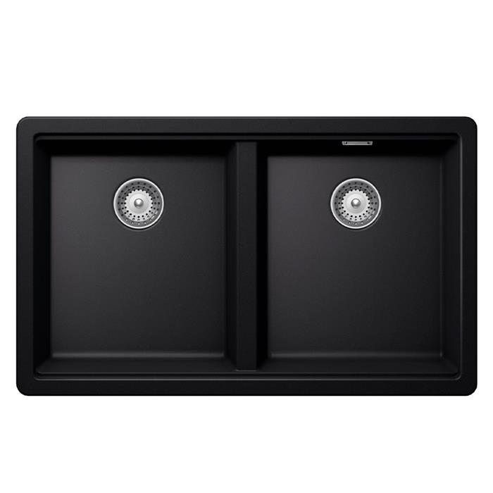 LAVELLO GALAXY N200U 2 VASCHE - 80cm NERO PURO