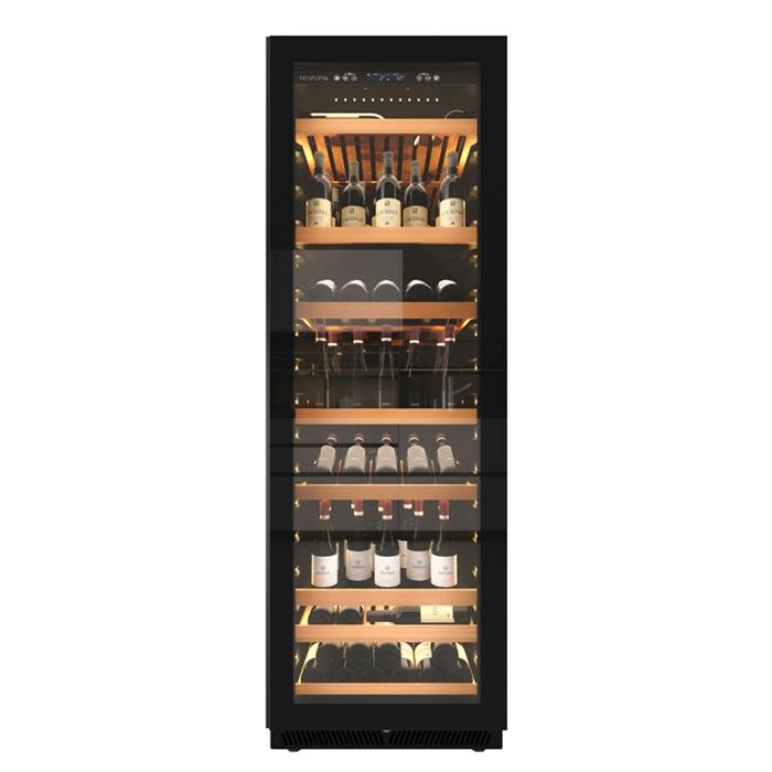 CANTINA VINI 1 TEMPERATURE 150 BOTTIGLIE CLASSE G NERO FULL GLASS GOLA LATERALE