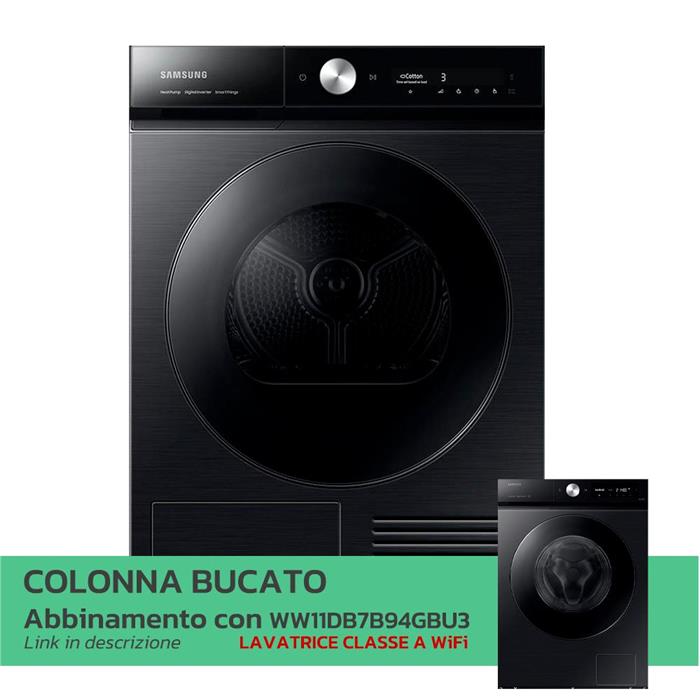 BESPOKE AI - ASCIUGATRICE QUICK DRY Wi-Fi 9KG CLASSE A - NERO