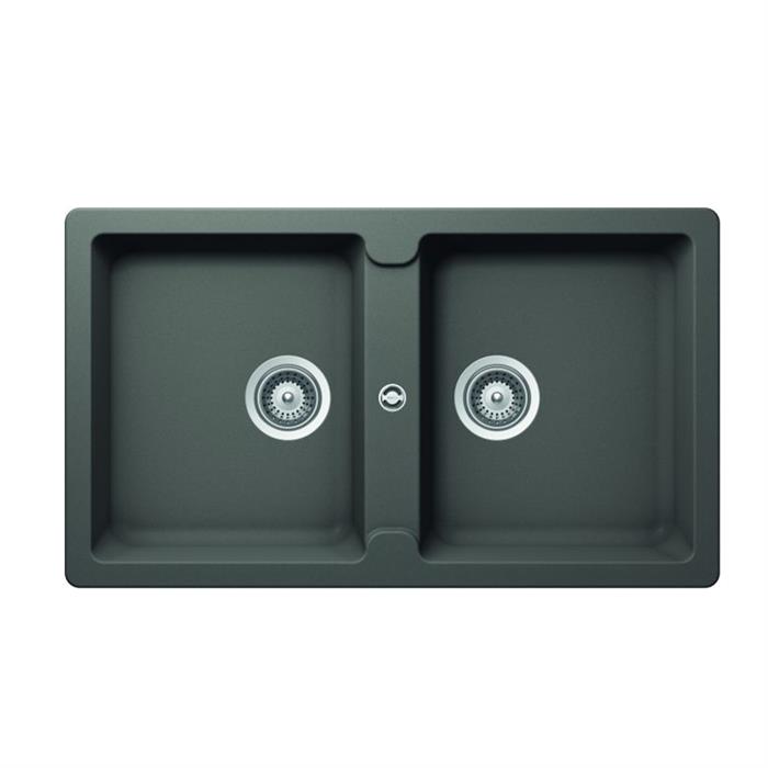 LAVELLO SIGNUS N200E 2 VASCHE - 86x50cm SILVERSTONE 91