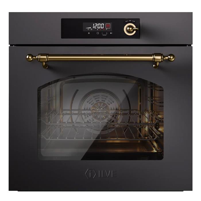 FORNO MULTIFUNZIONE 60cm CLASSE A+ NOSTALGIE 300° GRAFITE  MAT-OTTONE ILVE