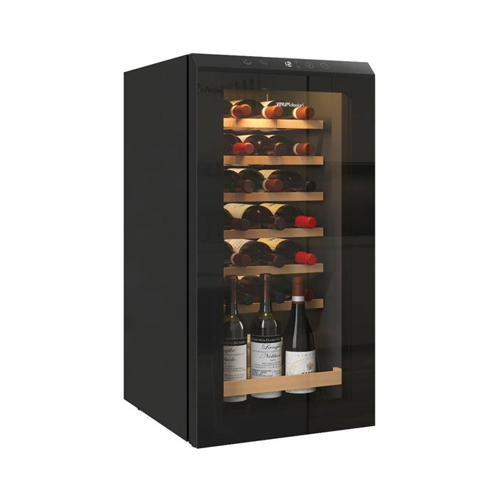 CANTINA 28 BOTTIGLIE 1 TEMPERATURA CLASSE G NO MANIGLIA CERNIERE A DESTRA NERO